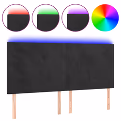 vidaXL Testiera a LED Nera 160x5x118/128 cm in Velluto - Vista aggiuntiva 2