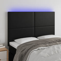 vidaXL Testiera a LED Nera 144x5x118/128 cm in Similpelle