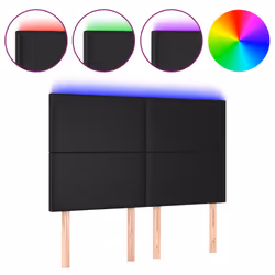 vidaXL Testiera a LED Nera 144x5x118/128 cm in Similpelle - Vista aggiuntiva 2