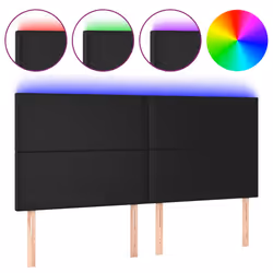 vidaXL Testiera a LED Nera 180x5x118/128 cm in Similpelle - Vista aggiuntiva 2