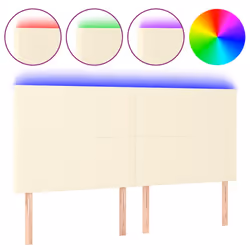 vidaXL Testiera a LED Crema 180x5x118/128 cm in Similpelle - Vista aggiuntiva 2