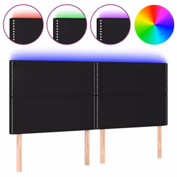vidaXL Testiera a LED Nera 180x5x118/128 cm in Tessuto - Vista aggiuntiva 2