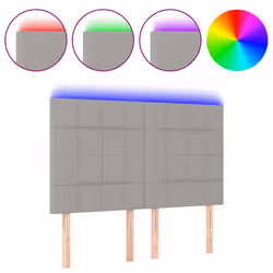 vidaXL Testiera a LED Grigio Chiaro 144x5x118/128 cm in Tessuto - Vista aggiuntiva 2