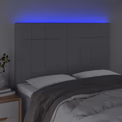 vidaXL Testiera a LED Grigio Chiaro 144x5x118/128 cm in Tessuto - Vista aggiuntiva 3