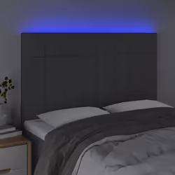 vidaXL Testiera a LED GrigioScuro 144x5x118/128cm inTessuto - Vista aggiuntiva 3