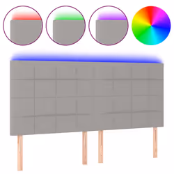 vidaXL Testiera a LED Grigio Chiaro 160x5x118/128 cm in Tessuto - Vista aggiuntiva 2