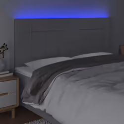 vidaXL Testiera a LED Grigio Chiaro 160x5x118/128 cm in Tessuto - Vista aggiuntiva 3