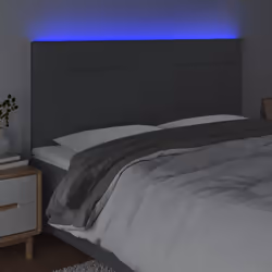 vidaXL Testiera a LED GrigioScuro 160x5x118/128cm inTessuto - Vista aggiuntiva 3