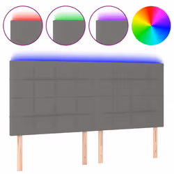 vidaXL Testiera a LED GrigioScuro 200x5x118/128cm in Tessuto - Vista aggiuntiva 2