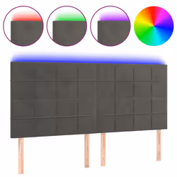 vidaXL Testiera a LED GrigioScuro 160x5x118/128cm in Velluto - Vista aggiuntiva 2