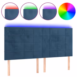 Testiera a LED Blu Scuro 180x5x118/128 cm in Vellutocod mxl 73806 - Vista aggiuntiva 2