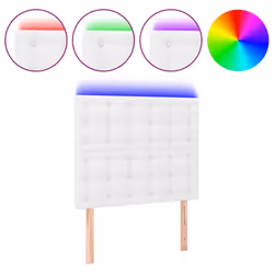 vidaXL Testiera a LED Bianco 80x5x118/128 cm in Similpelle - Vista aggiuntiva 2