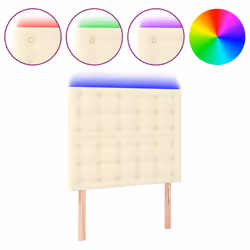 vidaXL Testiera a LED Crema 100x5x118/128 cm in Similpelle - Vista aggiuntiva 2