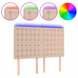 vidaXL Testiera a LED cappuccino 144x5x118/128 cm in Similpelle - Vista aggiuntiva 2