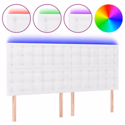 vidaXL Testiera a LED Bianco 160x5x118/128 cm in Similpelle - Vista aggiuntiva 2