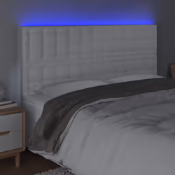 vidaXL Testiera a LED Bianco 160x5x118/128 cm in Similpelle - Vista aggiuntiva 3