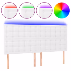 Testiera a LED Bianco 180x5x118/128 cm in Similpellecod mxl 73807 - Vista aggiuntiva 2
