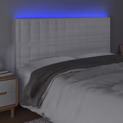 Testiera a LED Bianco 180x5x118/128 cm in Similpellecod mxl 73807 - Vista aggiuntiva 3