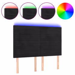 vidaXL Testiera a LED Nera 144x5x118/128 cm in Velluto - Vista aggiuntiva 2