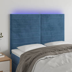 vidaXL Testiera a LED Blu Scuro 144x5x118/128 cm in Velluto