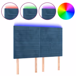 vidaXL Testiera a LED Blu Scuro 144x5x118/128 cm in Velluto - Vista aggiuntiva 2