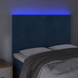 vidaXL Testiera a LED Blu Scuro 144x5x118/128 cm in Velluto - Vista aggiuntiva 3