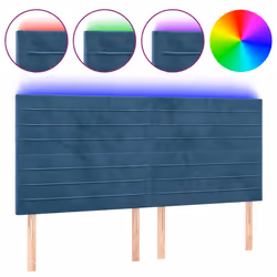 Testiera a LED Blu Scuro 160x5x118/128 cm in Vellutocod mxl 97824 - Vista aggiuntiva 2
