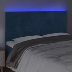 vidaXL Testiera a LED Blu Scuro 180x5x118/128 cm in Velluto - Vista aggiuntiva 3