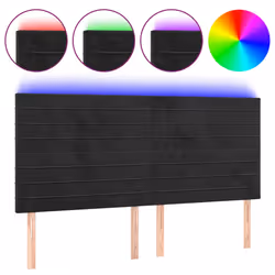 vidaXL Testiera a LED Nera 200x5x118/128cm in Velluto - Vista aggiuntiva 2