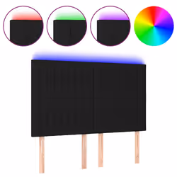 vidaXL Testiera a LED Nera 144x5x118/128 cm in Tessuto - Vista aggiuntiva 2