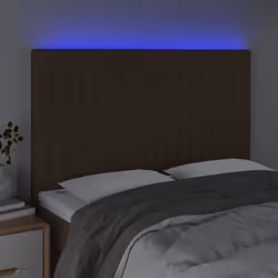 vidaXL Testiera a LED Marrone Scuro 144x5x118/128 cm in Tessuto - Vista aggiuntiva 3