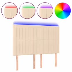 vidaXL Testiera a LED Crema 144x5x118/128 cm in Tessuto - Vista aggiuntiva 2