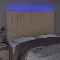 vidaXL Testiera a LED Crema 144x5x118/128 cm in Tessuto - Vista aggiuntiva 3