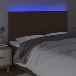 vidaXL Testiera a LED Marrone Scuro 160x5x118/128 cm in Tessuto - Vista aggiuntiva 3