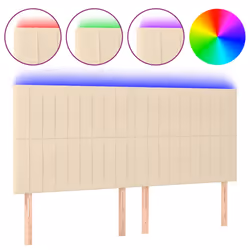 Testiera a LED Crema 180x5x118/128 cm in Tessutocod mxl 97829 - Vista aggiuntiva 2