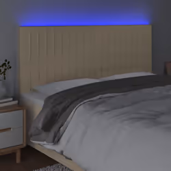 Testiera a LED Crema 180x5x118/128 cm in Tessutocod mxl 97829 - Vista aggiuntiva 3