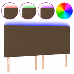 vidaXL Testiera a LED Marrone scuro 200x5x118/128cm in Tessuto - Vista aggiuntiva 2