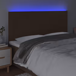 vidaXL Testiera a LED Marrone scuro 200x5x118/128cm in Tessuto - Vista aggiuntiva 3