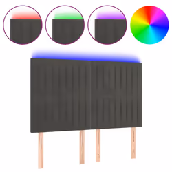 vidaXL Testiera a LED Grigio Scuro 144x5x118/128cm in Velluto - Vista aggiuntiva 2