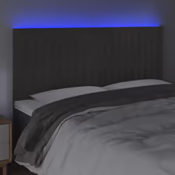 vidaXL Testiera a LED GrigioScuro 160x5x118/128cm in Velluto - Vista aggiuntiva 3