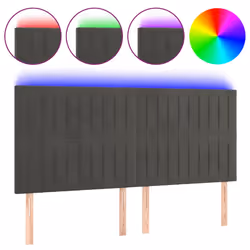 vidaXL Testiera a LED GrigioScuro 180x5x118/128cm in Velluto - Vista aggiuntiva 2