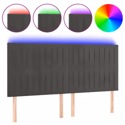 vidaXL Testiera a LED GrigioScuro 200x5x118/128cm in Velluto - Vista aggiuntiva 2