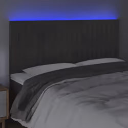 vidaXL Testiera a LED GrigioScuro 200x5x118/128cm in Velluto - Vista aggiuntiva 3