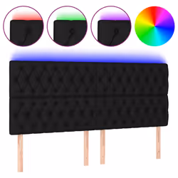 vidaXL Testiera a LED Nera 180x7x118/128 cm in Tessuto - Vista aggiuntiva 2