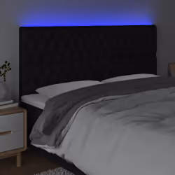 vidaXL Testiera a LED Nera 180x7x118/128 cm in Tessuto - Vista aggiuntiva 3