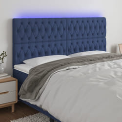 vidaXL Testiera a LED Blu 180x7x118/128 cm in Tessuto