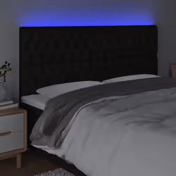 vidaXL Testiera a LED nero 200x7x118/128cm in Tessuto - Vista aggiuntiva 3