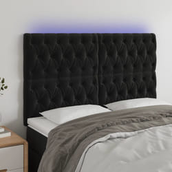 vidaXL Testiera a LED Nera 144x7x118/128 cm in Velluto