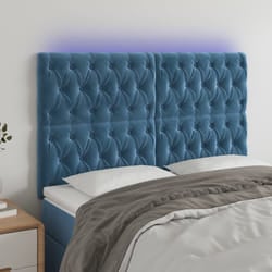 vidaXL Testiera a LED Blu Scuro 144x7x118/128 cm in Velluto