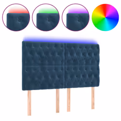 vidaXL Testiera a LED Blu Scuro 144x7x118/128 cm in Velluto - Vista aggiuntiva 2